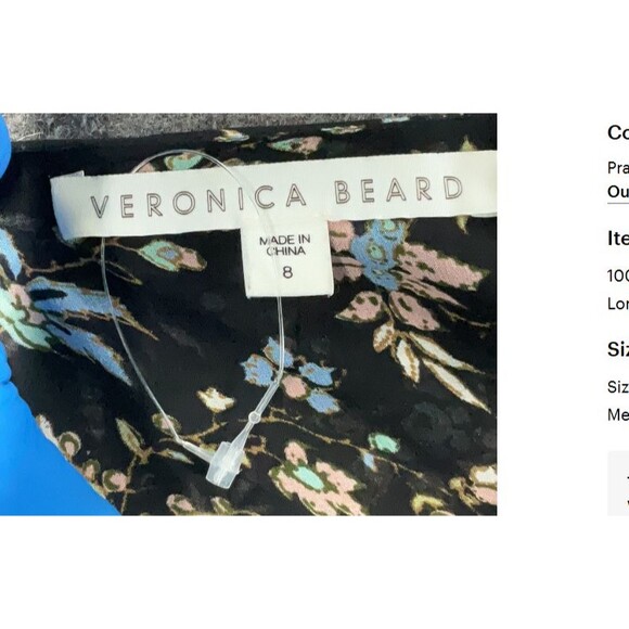 VERONICA BEARD Shaia Embellished 3-D Beaded Ruched Ruffle Sleeve Dress sz 8 $695 - Picture 3 of 8